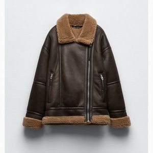 Zara Double Faced Jacket Dark Brown Size Small